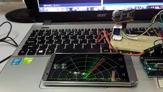 Arduino Radar in action in both mobile and computer interface