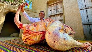 Cooking A Whole Huge Ostrich | 60 KG Whole Ostrich Cooking in Village | Village Food Secrets