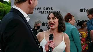 Byron Burton of Awards Focus interviews Julie Ann Emery at premiere of "Five Days of Memorial"