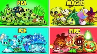 PVZ 2 - 4 Team PEA x FIRE x ICE x MAGIC Battlez - Which Plant Team Will Win?