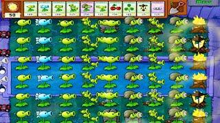 Plants vs Zombies - Gatling Pea Threepeater Peashooter Split pea vs 99 Conehead Zombies Part 4