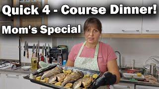 DINNER IN 1 HOUR: 4 DISHES! Russian mom cooks: Baked Fish, Eggplant Salad, Rice #recipes