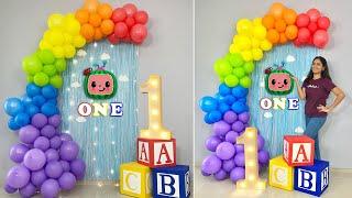 Cocomelon Theme Balloon Backdrop for first Birthday