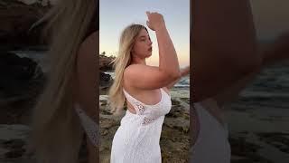 Praskovia Pozdniakova Pasha in white dress. Miss Paraskeva. M cups size tits huge natural boobs