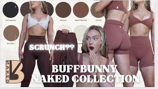 BUFFBUNNY NAKED COLLECTION indepth Launch Overview & Tryon Haul scrunch legging Review neutral style