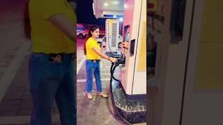 My new job#haryanvi #petrol #workout #job #public #reaction #ytshorts #viralshort #yellow #dress