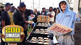 Cooking 200 Smash Burgers For The Homeless!
