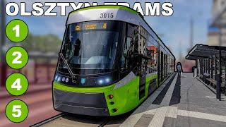  Trams in Olsztyn - Tramwaje w Olsztynie - Lines 1/2/4/5 (2024)