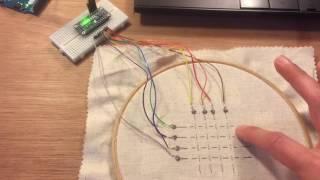 Test embroidery - matrix of conductive thread