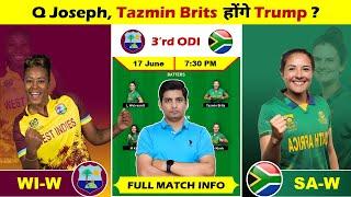 WI W vs SA W Match Prediction, WI W vs SA W Dream Team, WI W vs SA W 3rd ODI Fantasy Team Prediction