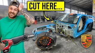 I CUT MY WRECKED PORSCHE GT4 INTO 2...