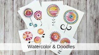 Easy Greeting Cards with Watercolor and Doodles