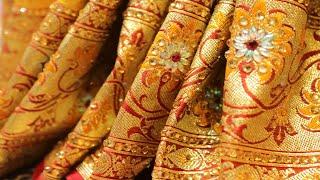 AR-745 "The Persian Buttercup" Wedding Wear Saree||Mustard Banarasi Silk||Stones & Kundan Work