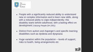 ScHARR Mini Master Class in Health Research #8 Doing Research with People with Learning Disabilities