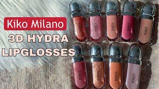 KIKO MILANO 3D HYDRA LIPGLOSSES SWATCHES | Swatches