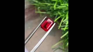 2.90 Carats Rhodolite Garnet, Red Garnet Gemstone in Emerald Shape