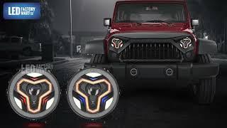 LED Factory Mart Warrior Style 9" Jeep LED Headlights with Turn Signals for 2018-Later JL & JT