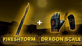 НОЖ БАБОЧКА "FIRE STORM" И ПЕРЧАТКИ "DRAGON SCALE" В ОРИГ. ИГРЕ