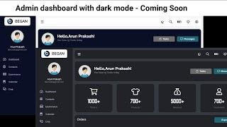 Responsive Admin dashboard with Dark mode -- Pure HTML and CSS -- Coming soon -- Free Source Code