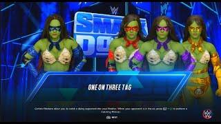 (1Vs3 Bikini) Leonarda Vs Raphaella,Donatella & Michelangelo (TMNT) - WWE 2K23