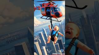 Big cute baby comes to town and destroys the city  #ai #baby#helicopter
