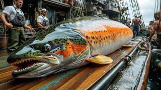 Catching and processing hundreds of tons of salmon, this is how fishermen catch salmon
