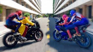 PRO 5 SPIDER-MAN Team || SUPERHERO vs Super Motorcycles !!! ( Comedy Video by Splife TV )