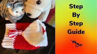 Xsmall Hooded Dog / Cat Sweater: Crochet, fits 5lb pet