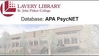 Lavery Library - APA PsycNET tutorial