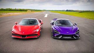 DRAG RACE!! FERRARI SF90 vs MCLAREN 765LT!