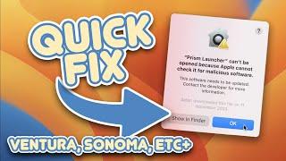 'macOS can't verify app is malware free' Error | macOS Ventura, Sonoma, Sequoia etc | QuickFix