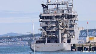 HMNZS Manawanui Berths without tugs at Devonport Naval Base - 2023