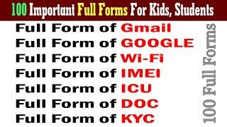 100 Most Important GK Full Forms | Full form General Knowledge | Full Form GK For all Students