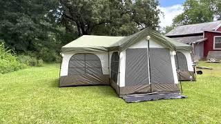 Ozark trail 12 person flat creek tent walk through.