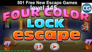 [Walkthrough] 501 Free New Escape Games level 145 - Four color lock escape - Complete Game