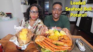 LOADED SEAFOOD BOIL POTATO DRENCHED IN SPICY SEAFOOD SAUCE