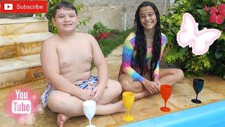 Desafio das Cores na piscina #youtube #férias #divertido |FAMILIA LIMA BR