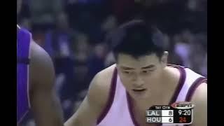 Yao Ming blocks Shaquille O'Neal's first three shots and scores Houston's first three buckets in h