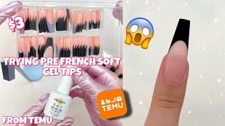 TRYING PRE COLORED FRENCH TIP FULL COVER SOFT GEL NAIL TIPS FROM TEMU | EASIEST FRENCH TIP NAILS