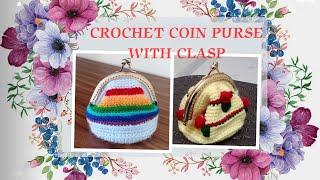 How to make Crochet Coin Purse with Clasp #round base.