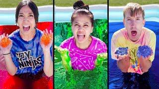 Slime Battle - Insane Water Park One Color Challenge in my Backyard