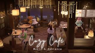  Cozy Café ambience w/ Piano Jazz music | Chatters + Fire crackles ️