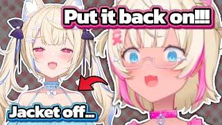 Mococo is flabbergasted by Fuwawa without her jacket on