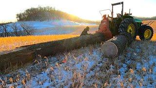 Logging On The Farm! The tree was so BIG The Winch BROKE !