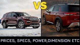 2023 Ford Explorer SUV vs Nissan Pathfinder Comparison Specs Prices