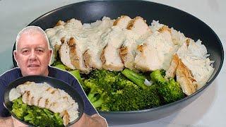 Grilled Chicken & Broccoli Bowls with Creamy Garlic Sauce – Easy Meal Prep!