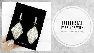 #МК - Серьги Ромбы со стразовой лентой | #Tutorial - Diamond earrings with rhinestone ribbon