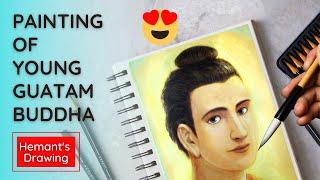 Buddha Painting, Young Buddha painting step by step for beginner | Realistic Gautama Buddha