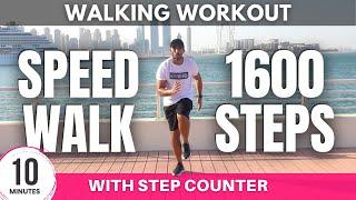 10 minute Speed Walking Workout | Fast walk at home