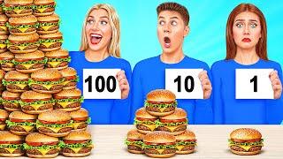 1, 10 или 100 Слоев еды Челлендж | Смешные Челленджи от Multi DO Challenge